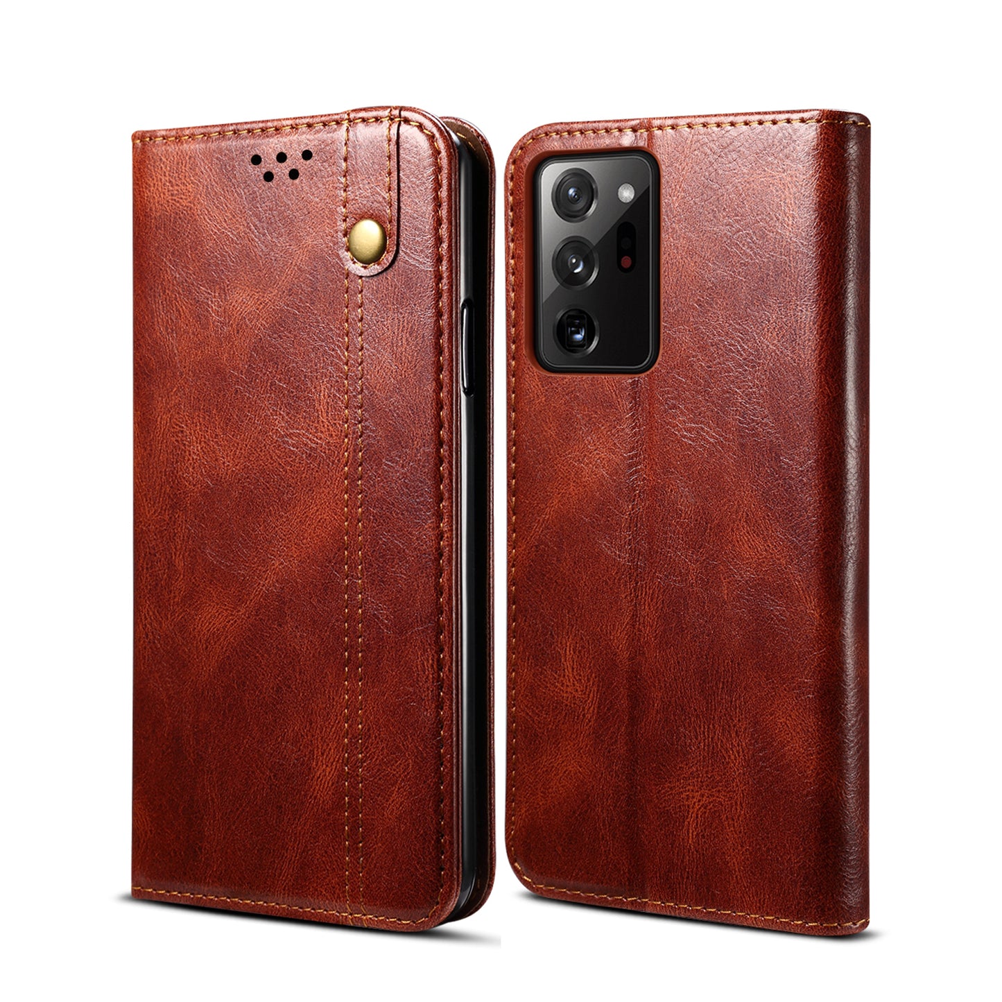 Oil Wax Leather Wallet Stand Samsung Galaxy S20+ Case Magnetic Slim