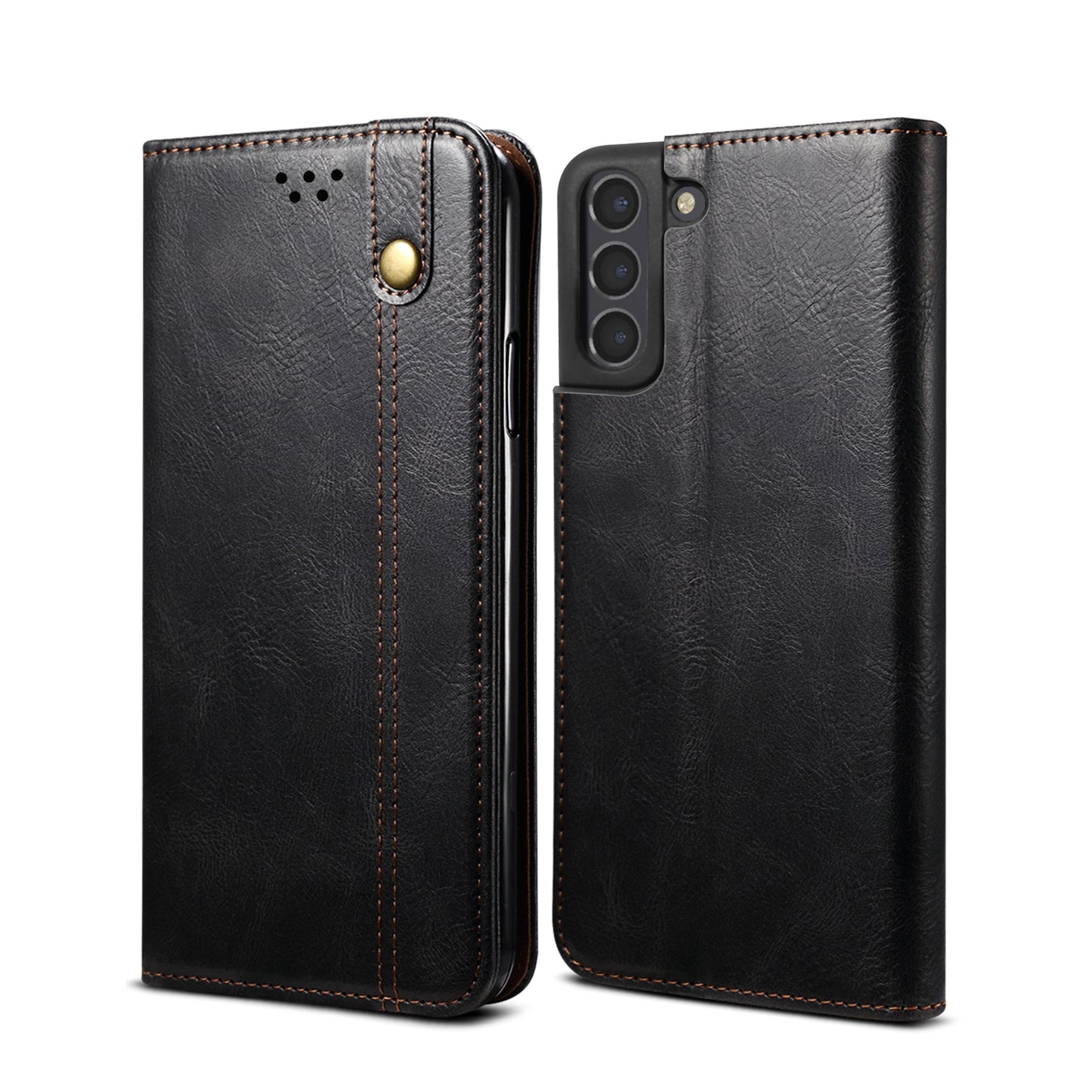 Oil Wax Leather Wallet Stand Samsung Galaxy S21 FE Case Magnetic Slim