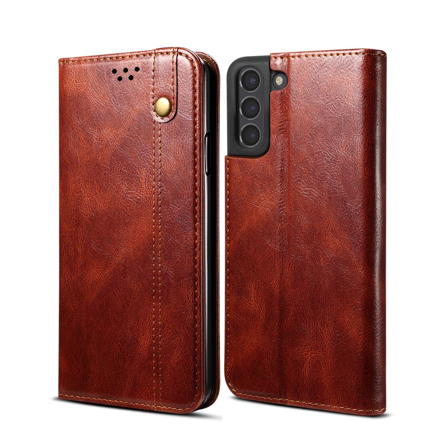 Oil Wax Leather Wallet Stand Samsung Galaxy S21 FE Case Magnetic Slim