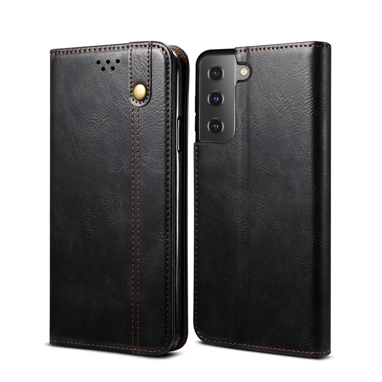 Oil Wax Leather Wallet Stand Samsung Galaxy S22 Case Magnetic Slim