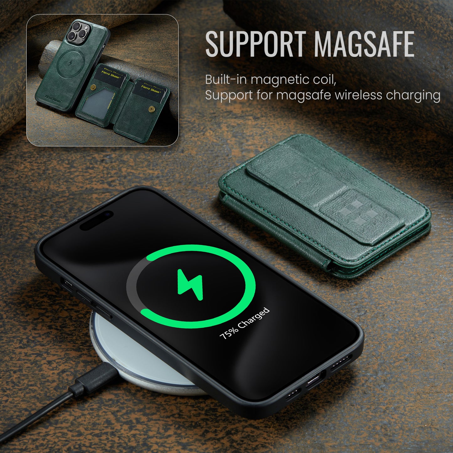 Magnetic 2-in-1 Card Holder iPhone 13 Pro Max Case Stand