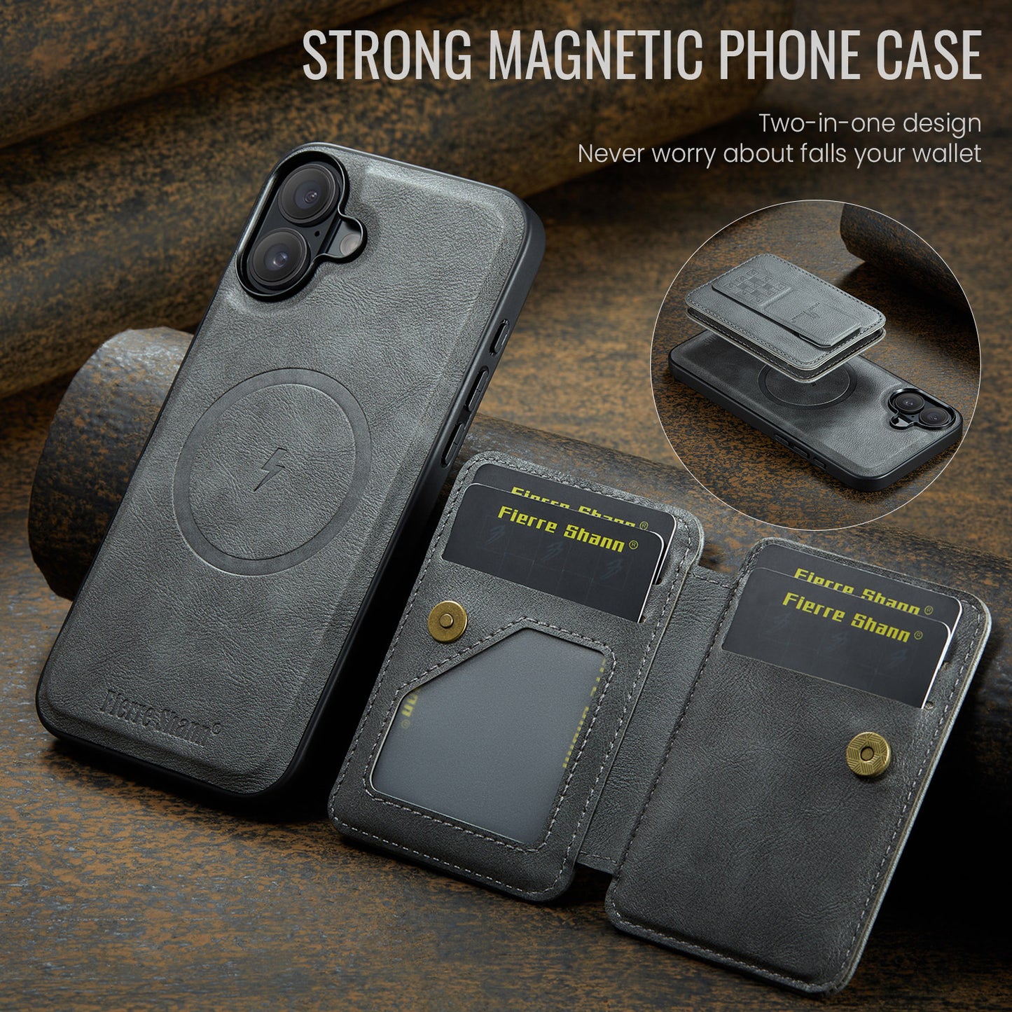 Magnetic 2-in-1 Card Holder iPhone 16 Case Stand