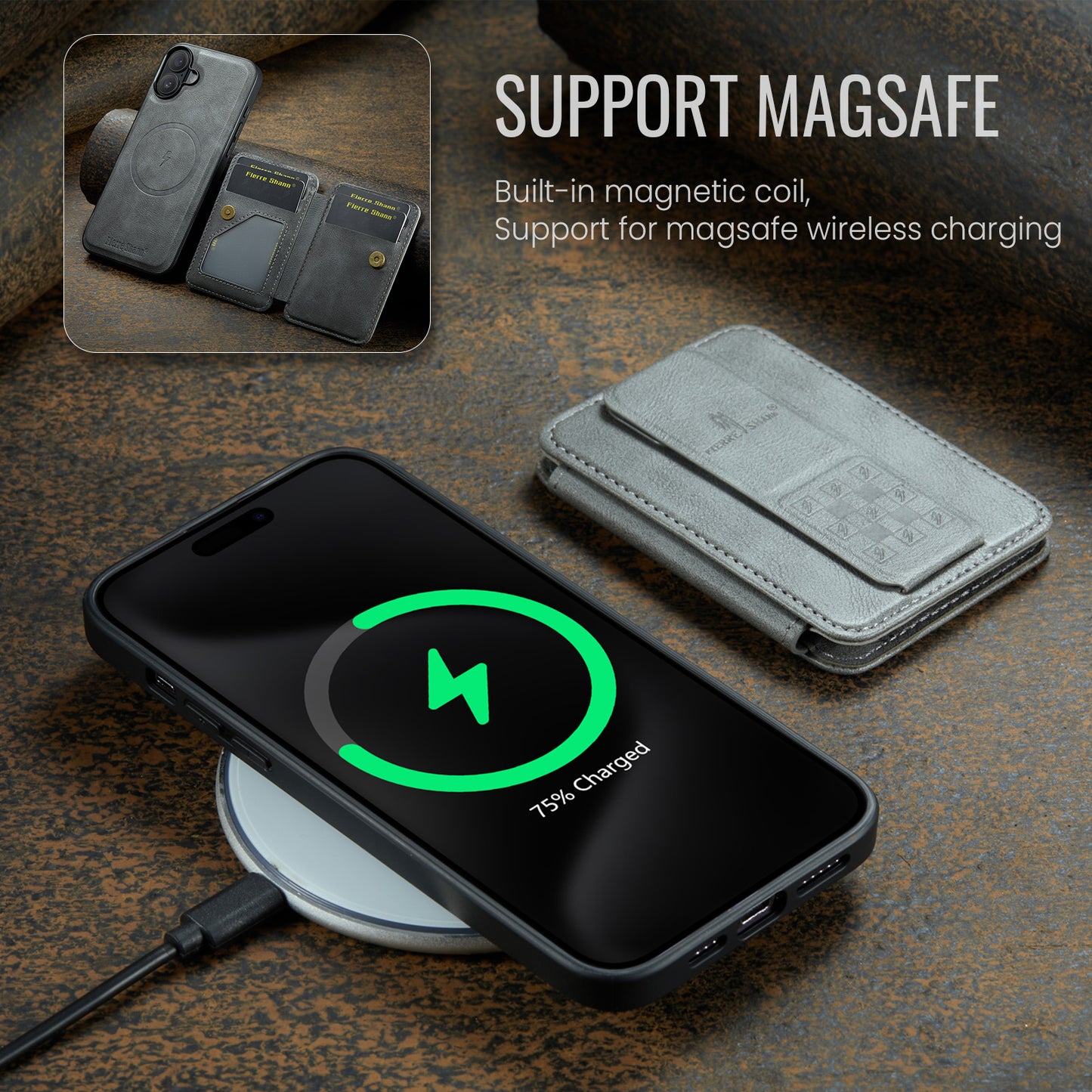 Magnetic 2-in-1 Card Holder iPhone 16 Case Stand