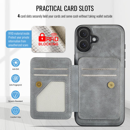 Magnetic 2-in-1 Card Holder iPhone 16 Case Stand