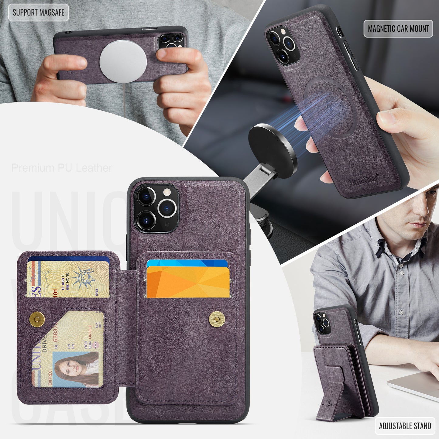 Magnetic 2-in-1 Card Holder iPhone 13 Pro Case Stand