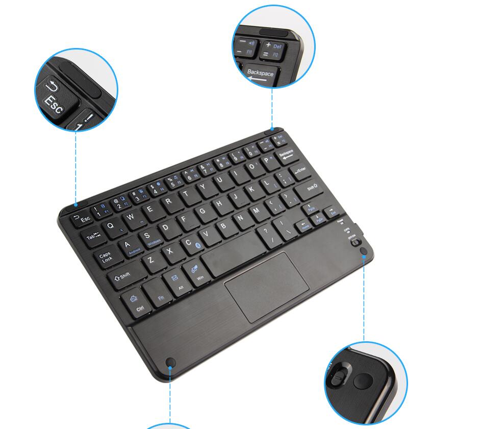 Portable Wireless Bluetooth Touchpad Keyboard with Backlit Square 11inch