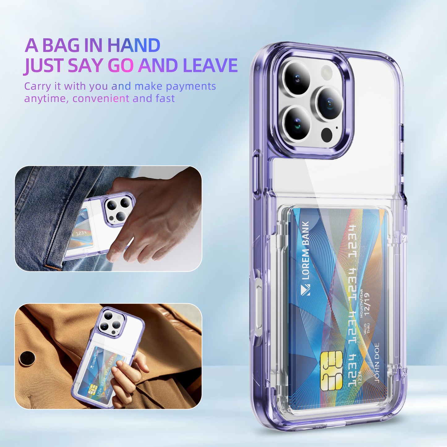 Transparent Card Holder iPhone 16 Pro Case Flip Back