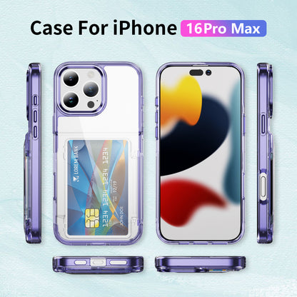 Transparent Card Holder iPhone 16 Pro Case Flip Back