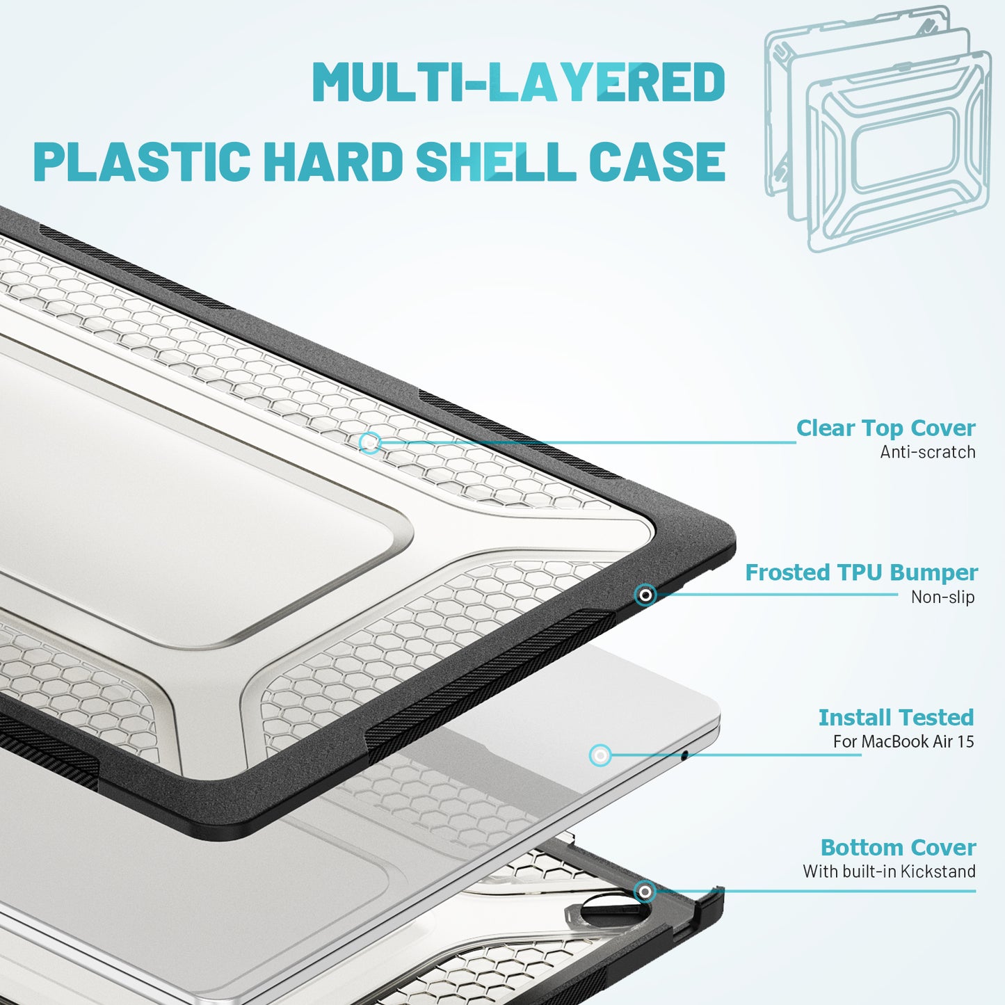 Honeycomb Macbook Air 15.3 A3114 Case Build-in Kickstand