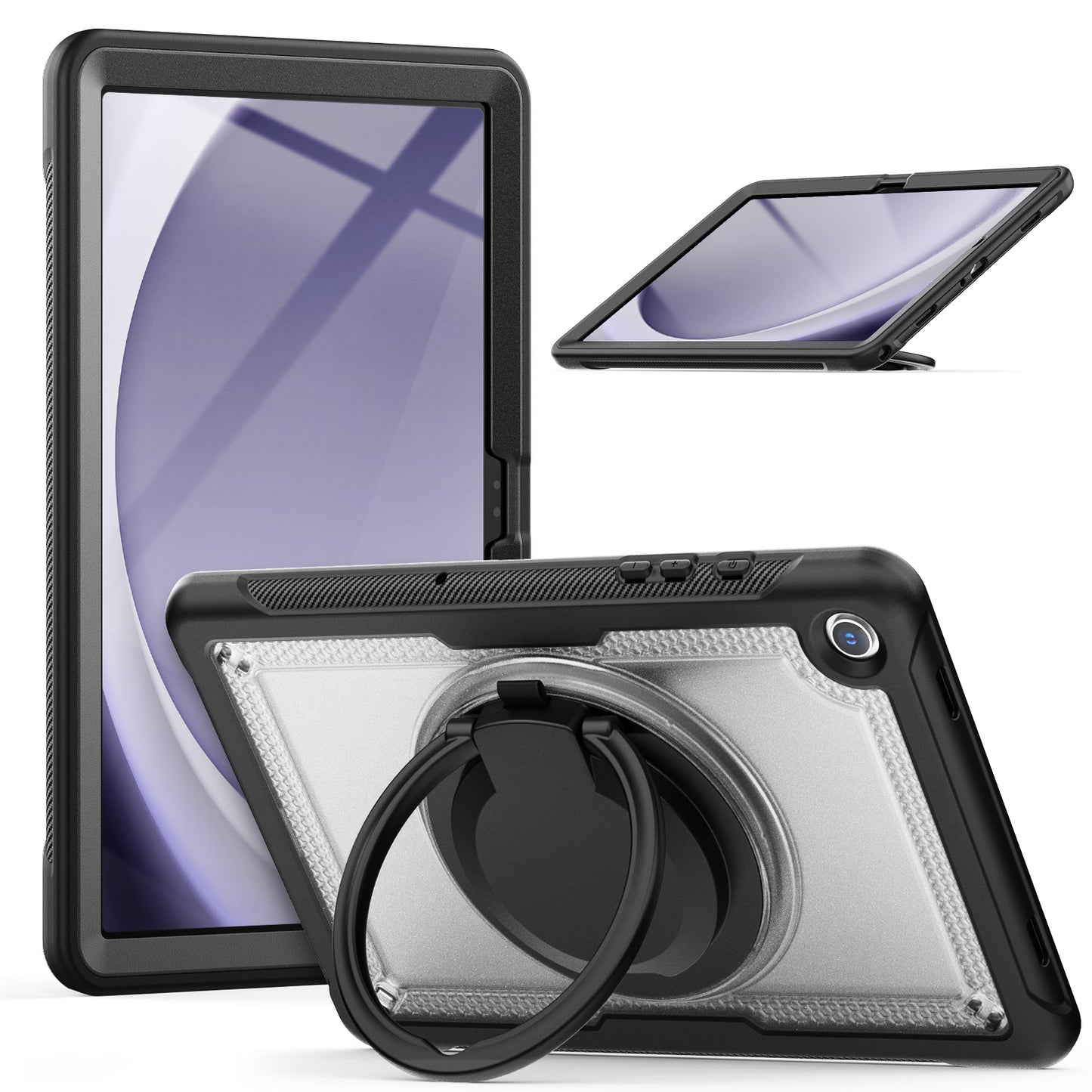 Honeycomb Rotating Hand Grip Galaxy Tab A9 Case Clear