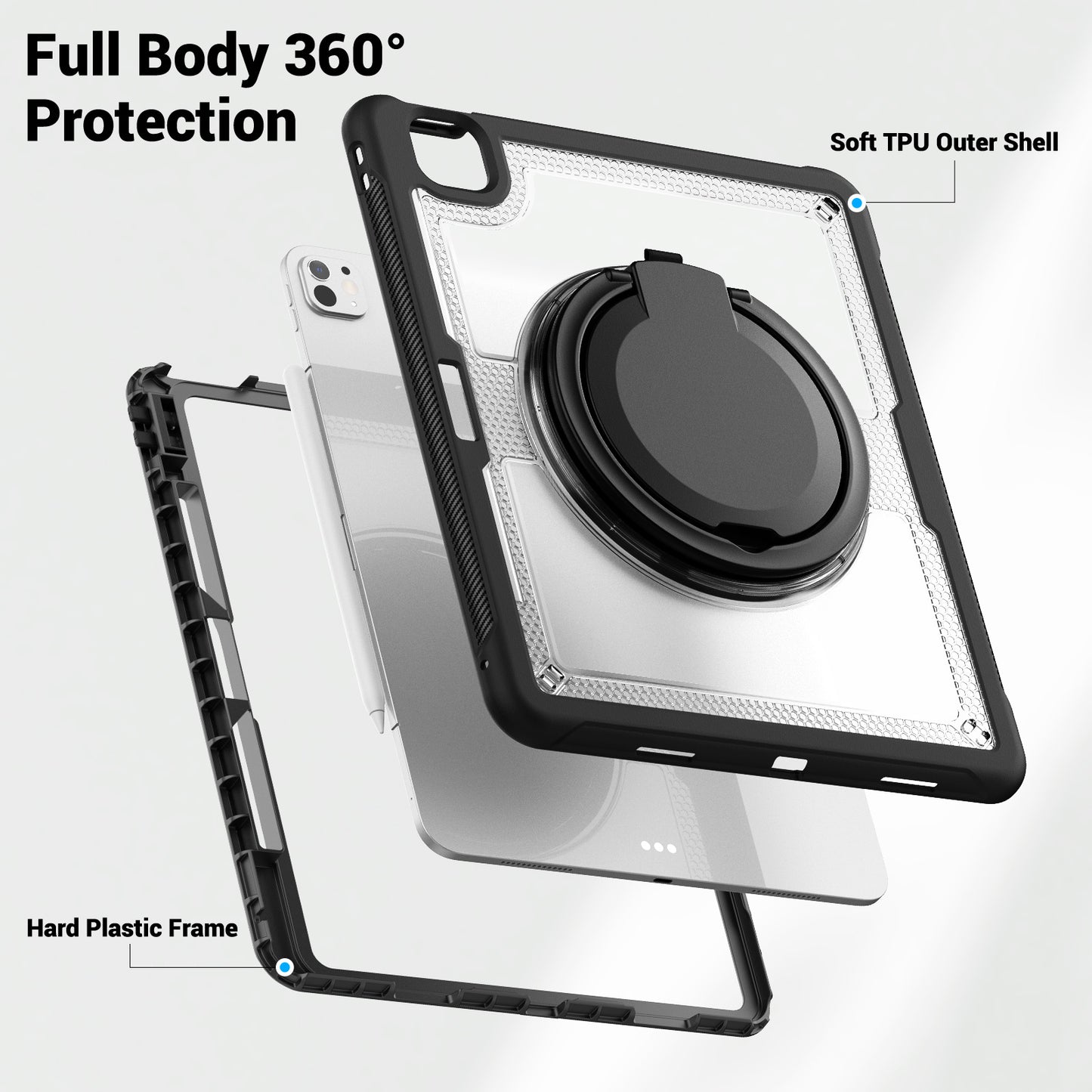 Honeycomb Rotating Hand Grip iPad Pro 13 Case Clear