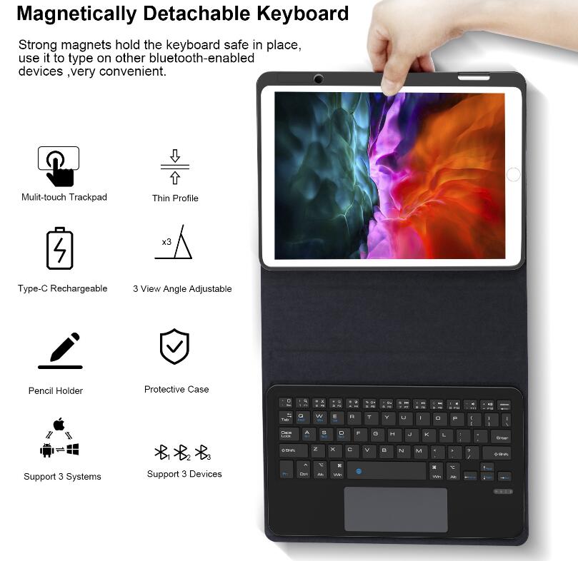 Ultra Slim Integrated Touchpad Keyboard Apple iPad 9 Case Flip Stand