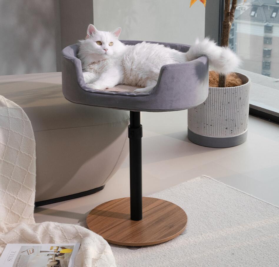 floor-suction-cup-wooden-stand-cat-bed-adjustable-detachable-washable_8