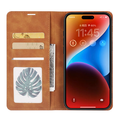 Illusion Slim Retro Leather iPhone 16 Case Magnetic