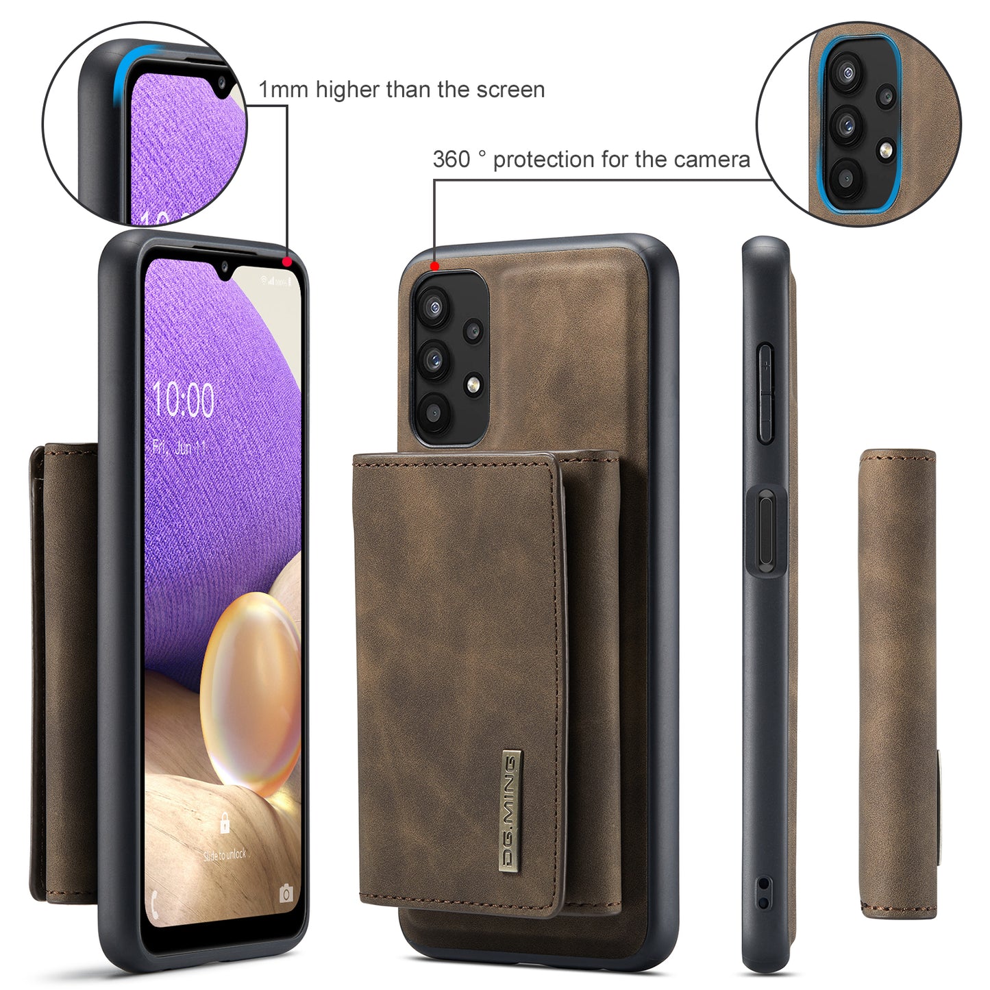 Retro Detachable Fold Wallet Galaxy A32 Case Magnetic Clip