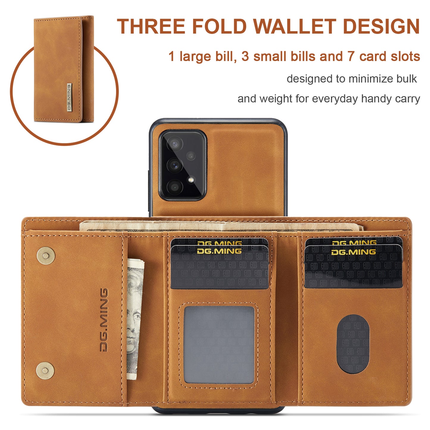 Retro Detachable Fold Wallet Galaxy A53 Case Magnetic Clip