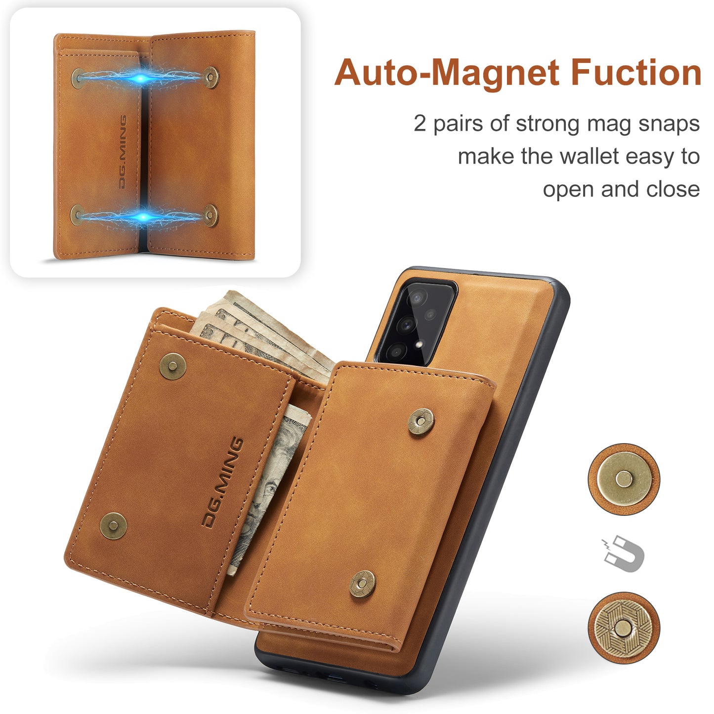 Retro Detachable Fold Wallet Galaxy A53 Case Magnetic Clip