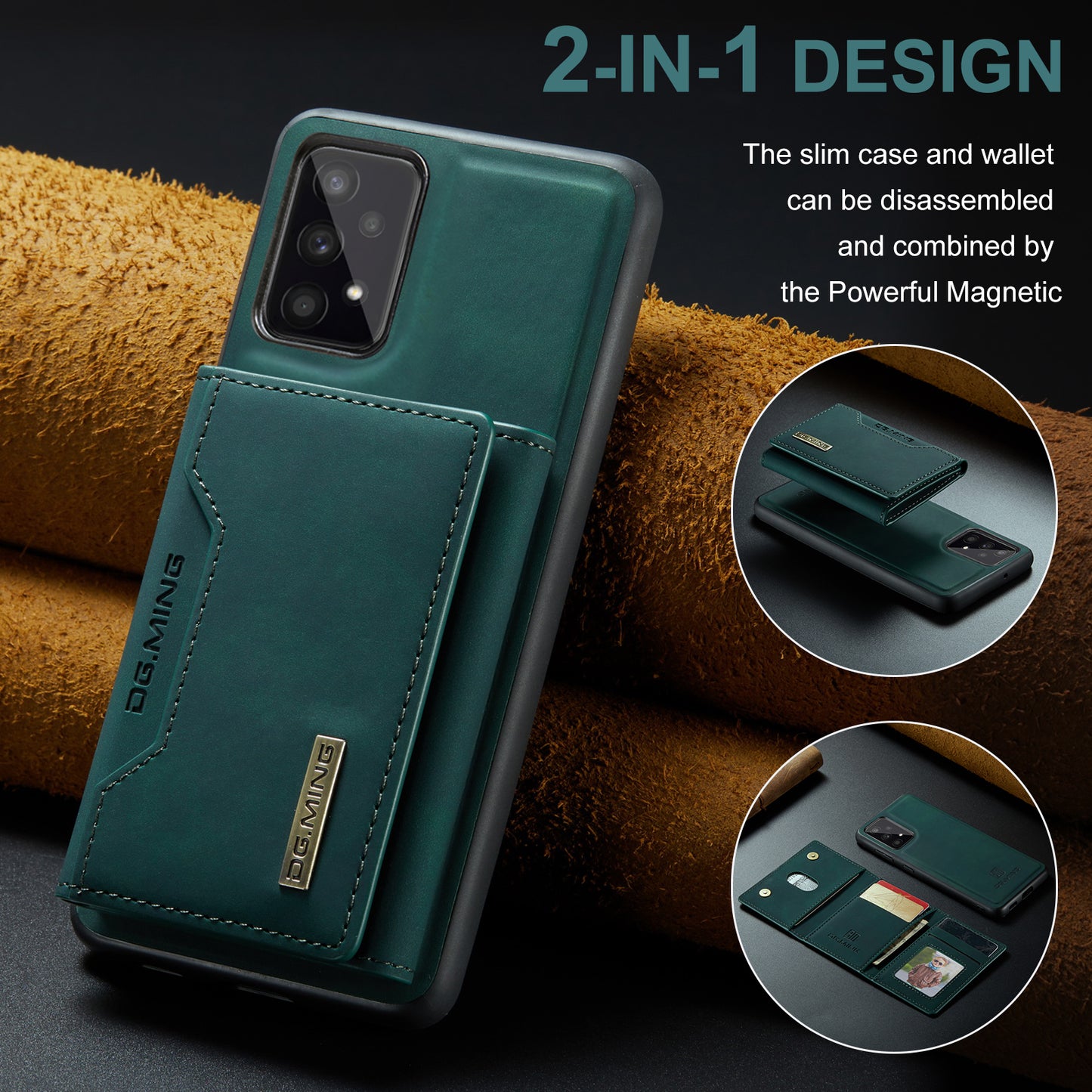 Retro Detachable Fold Card Holder Galaxy A53 Case Magnetic Clip