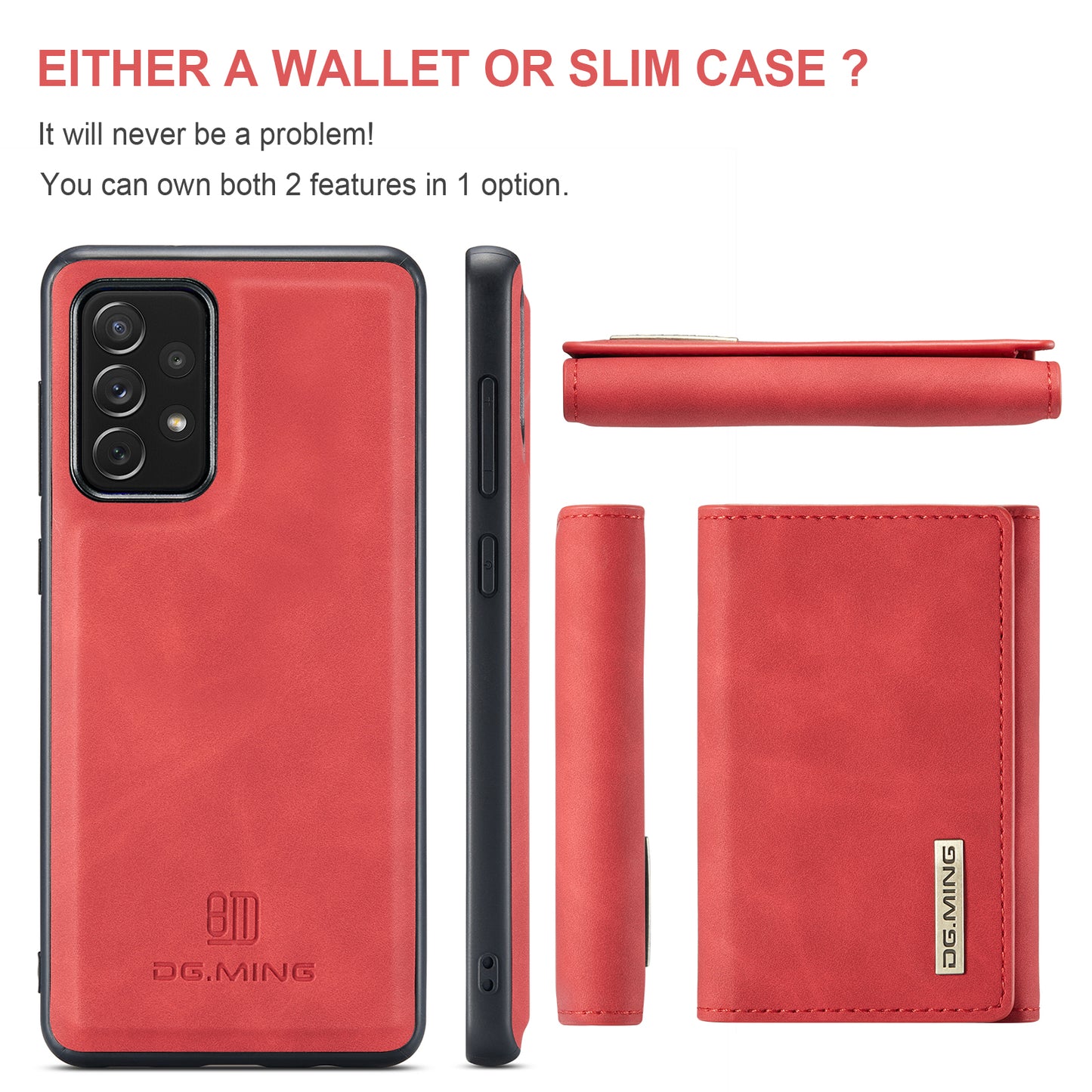 Retro Detachable Fold Wallet Galaxy A72 Case Magnetic Clip