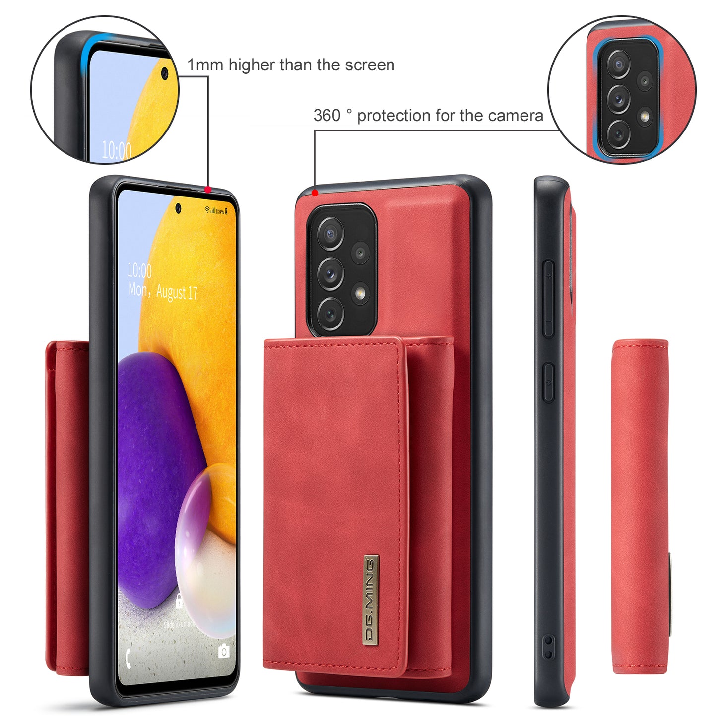 Retro Detachable Fold Wallet Galaxy A72 Case Magnetic Clip