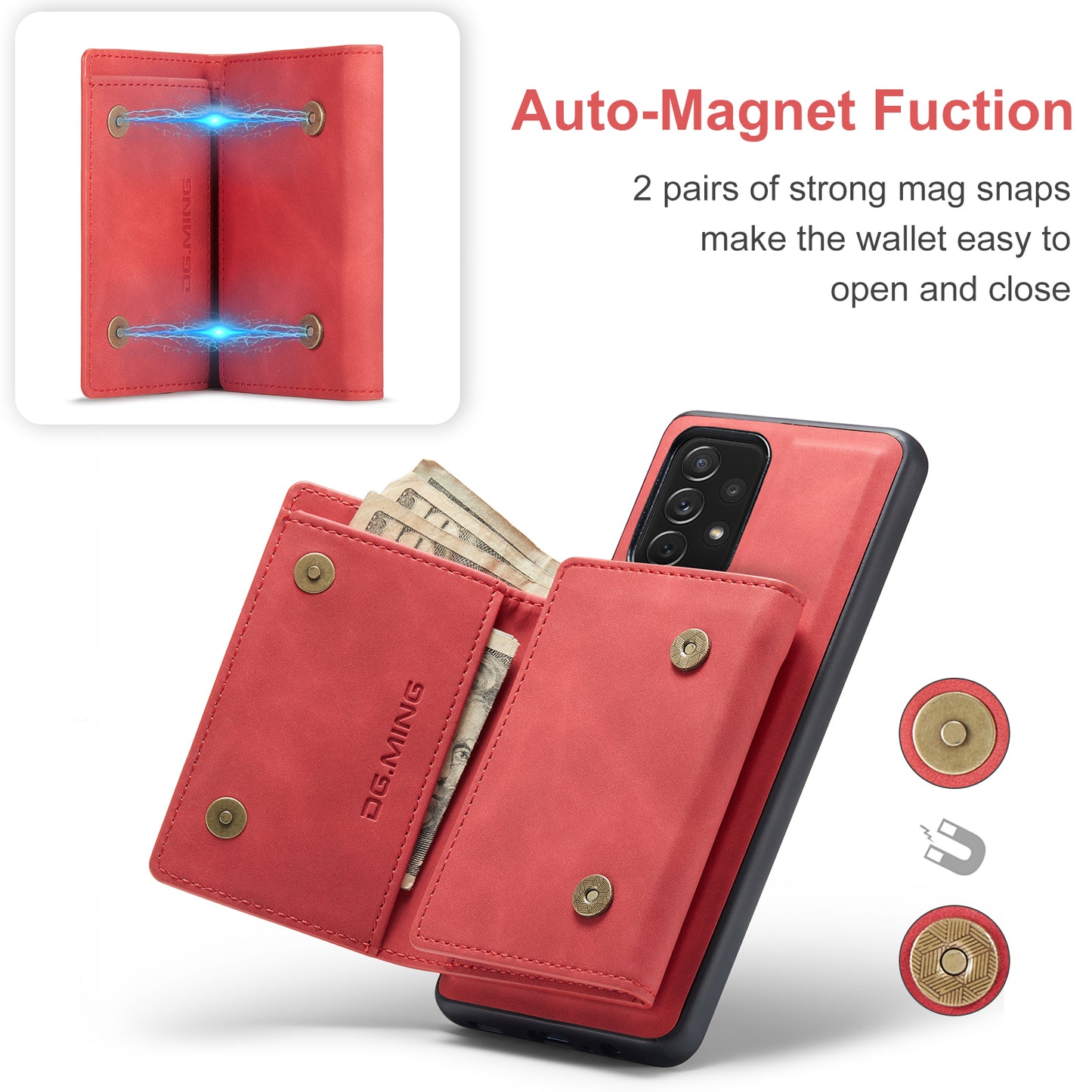 Retro Detachable Fold Wallet Galaxy A72 Case Magnetic Clip