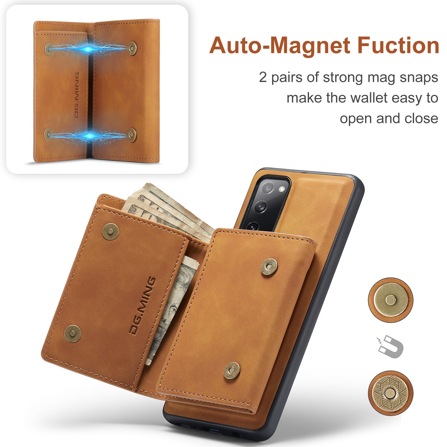 Retro Detachable Fold Wallet Galaxy S20 FE Case Magnetic Clip