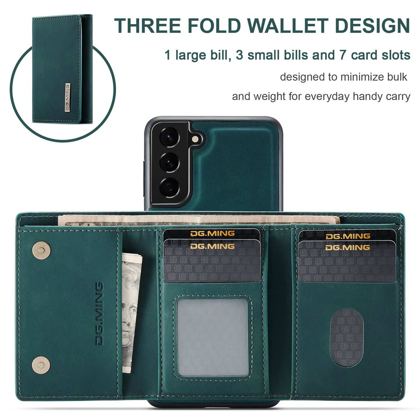 Retro Detachable Fold Wallet Galaxy S21+ Case Magnetic Clip