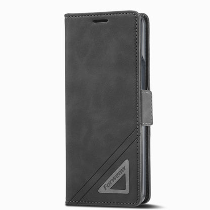 Silver Blocking Short Buckle Galaxy Z Fold4 Case Leather Retro