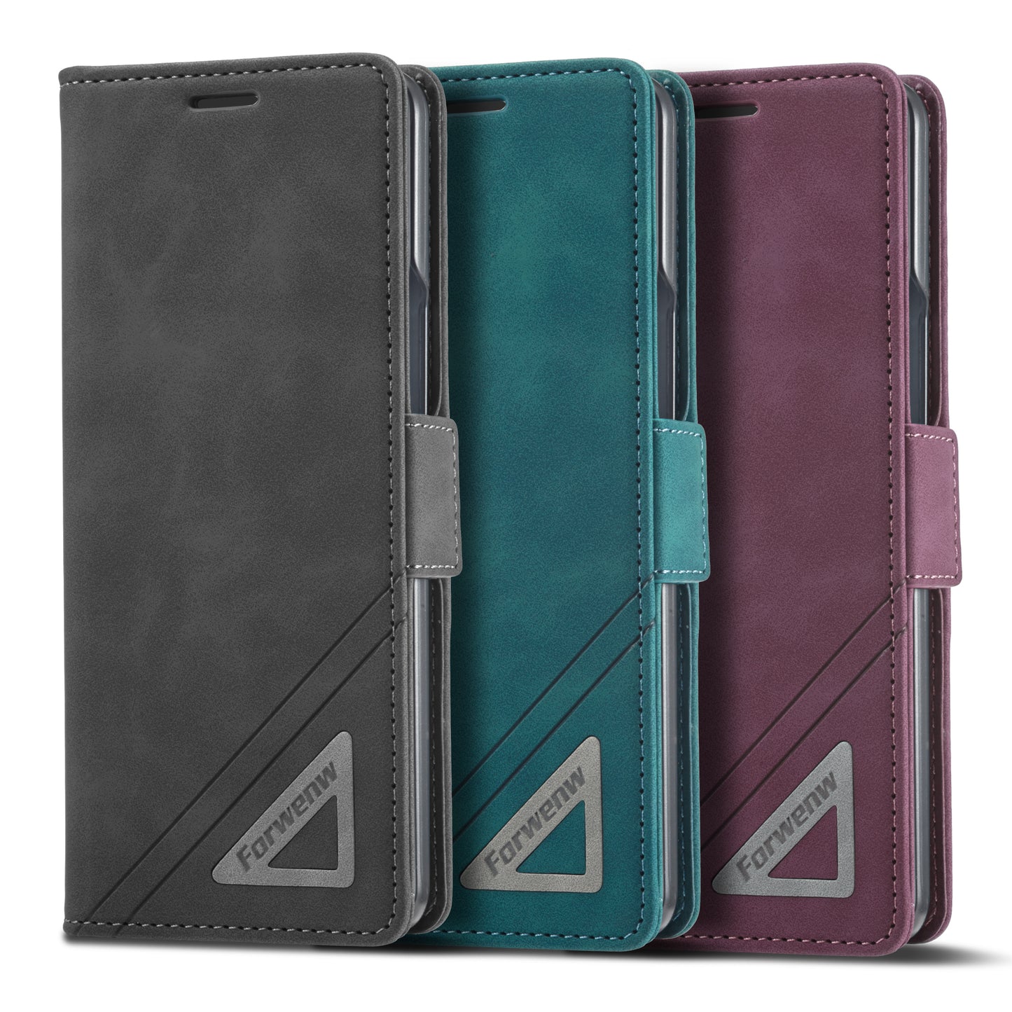 Silver Blocking Short Buckle Galaxy Z Fold4 Case Leather Retro