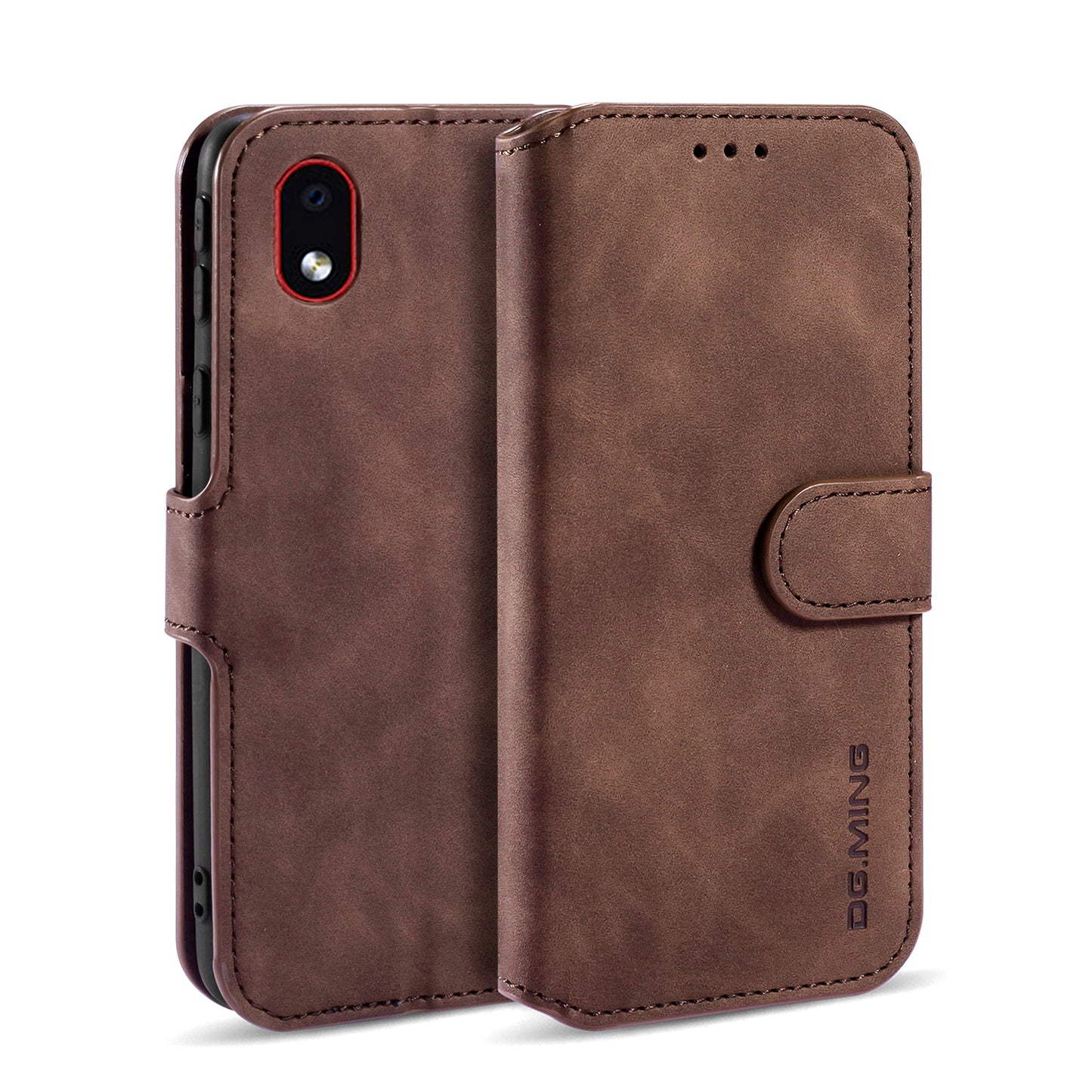 Retro Leather Edge Galaxy A01 Case with Hand Strap