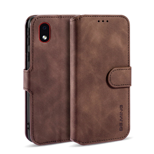 Retro Leather Edge Galaxy A01 Core Case with Hand Strap