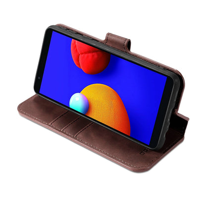 Retro Leather Edge Galaxy A01 Case with Hand Strap