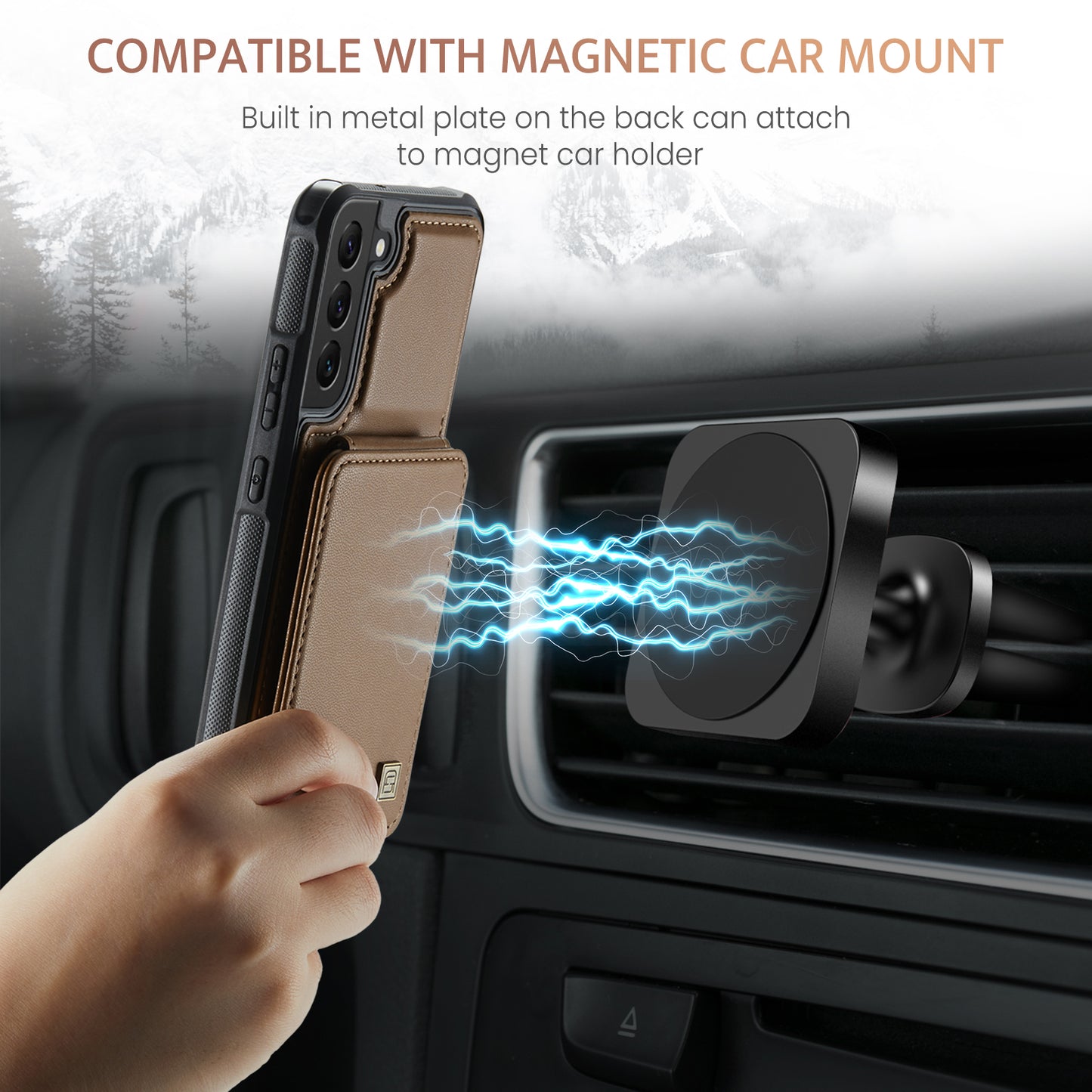 Multiple Card Slots Galaxy S22 Case Magnetic Car Mount