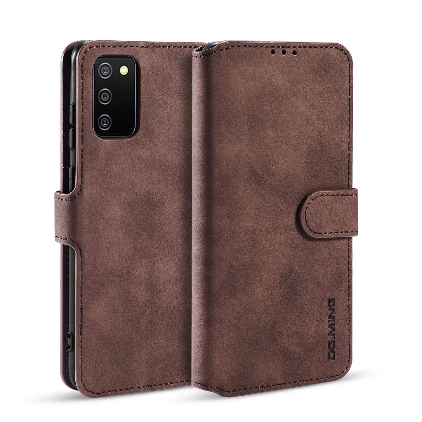 Retro Leather Edge Galaxy A02s Case with Hand Strap