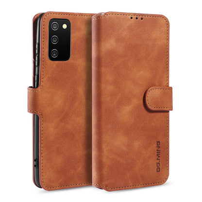 Retro Leather Edge Galaxy A02 Case with Hand Strap