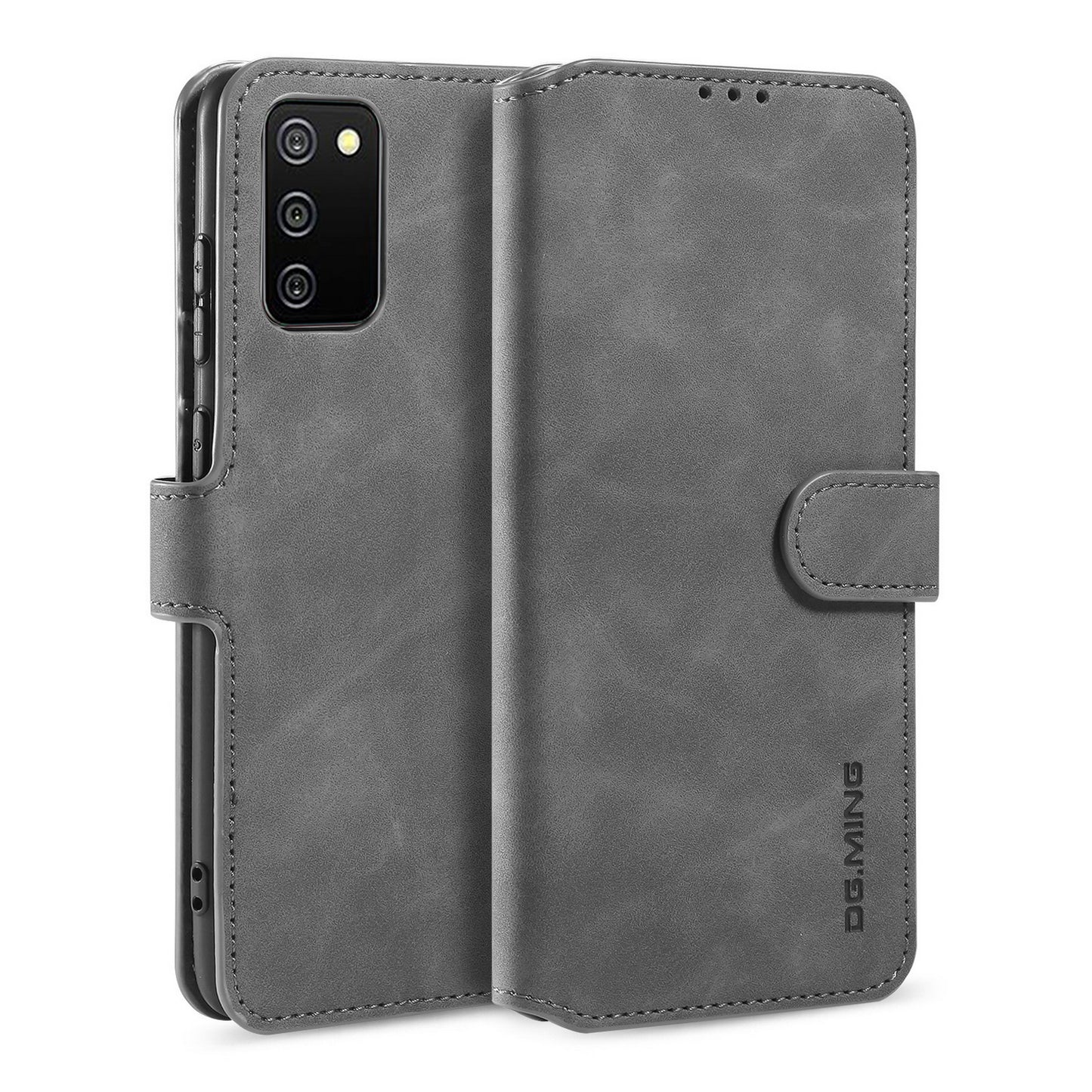 Retro Leather Edge Galaxy A02 Case with Hand Strap