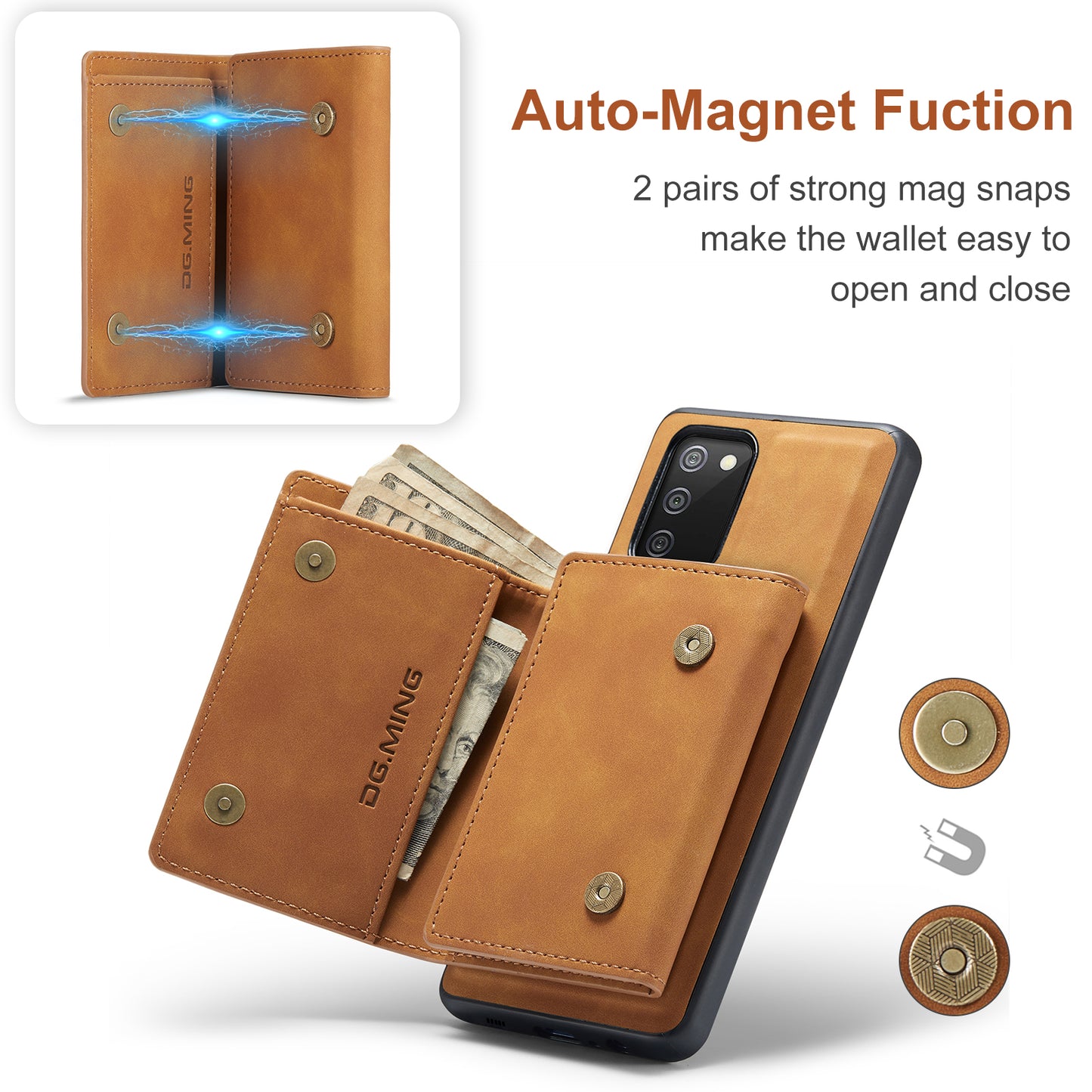 Retro Detachable Fold Wallet Galaxy A02s Case Magnetic Clip