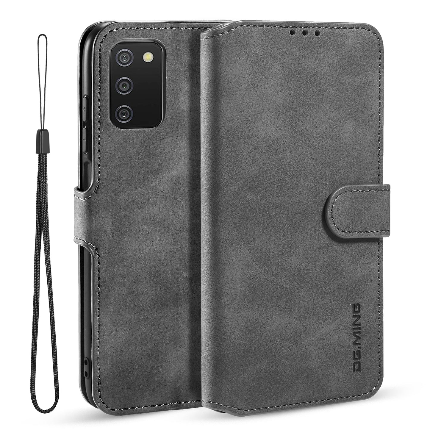 Retro Leather Edge Galaxy A03 Case with Hand Strap