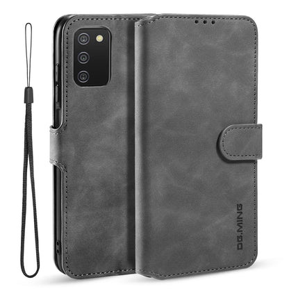 Retro Leather Edge Galaxy A03s Case with Hand Strap