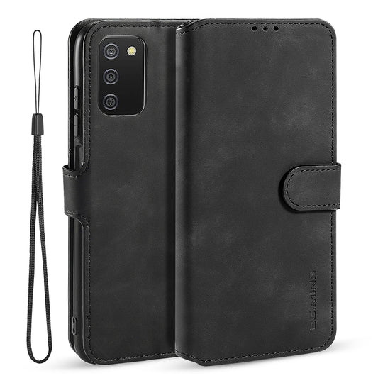 Retro Leather Edge Galaxy A03 Core Case with Hand Strap