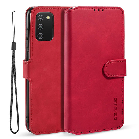 Retro Leather Edge Galaxy A03s Case with Hand Strap