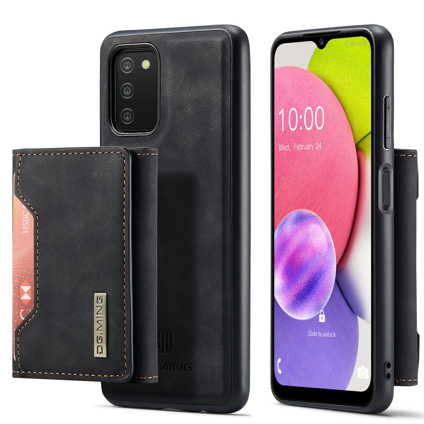 Retro Detachable Fold Card Holder Galaxy A03 Case Magnetic Clip