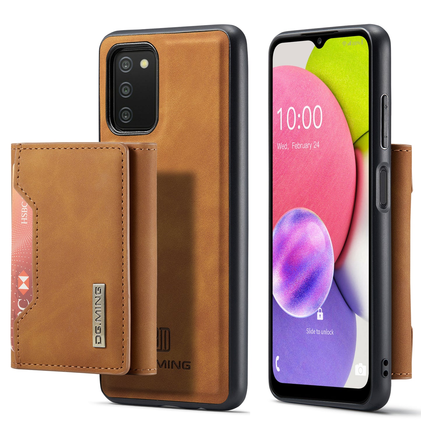 Retro Detachable Fold Card Holder Galaxy A03 Case Magnetic Clip