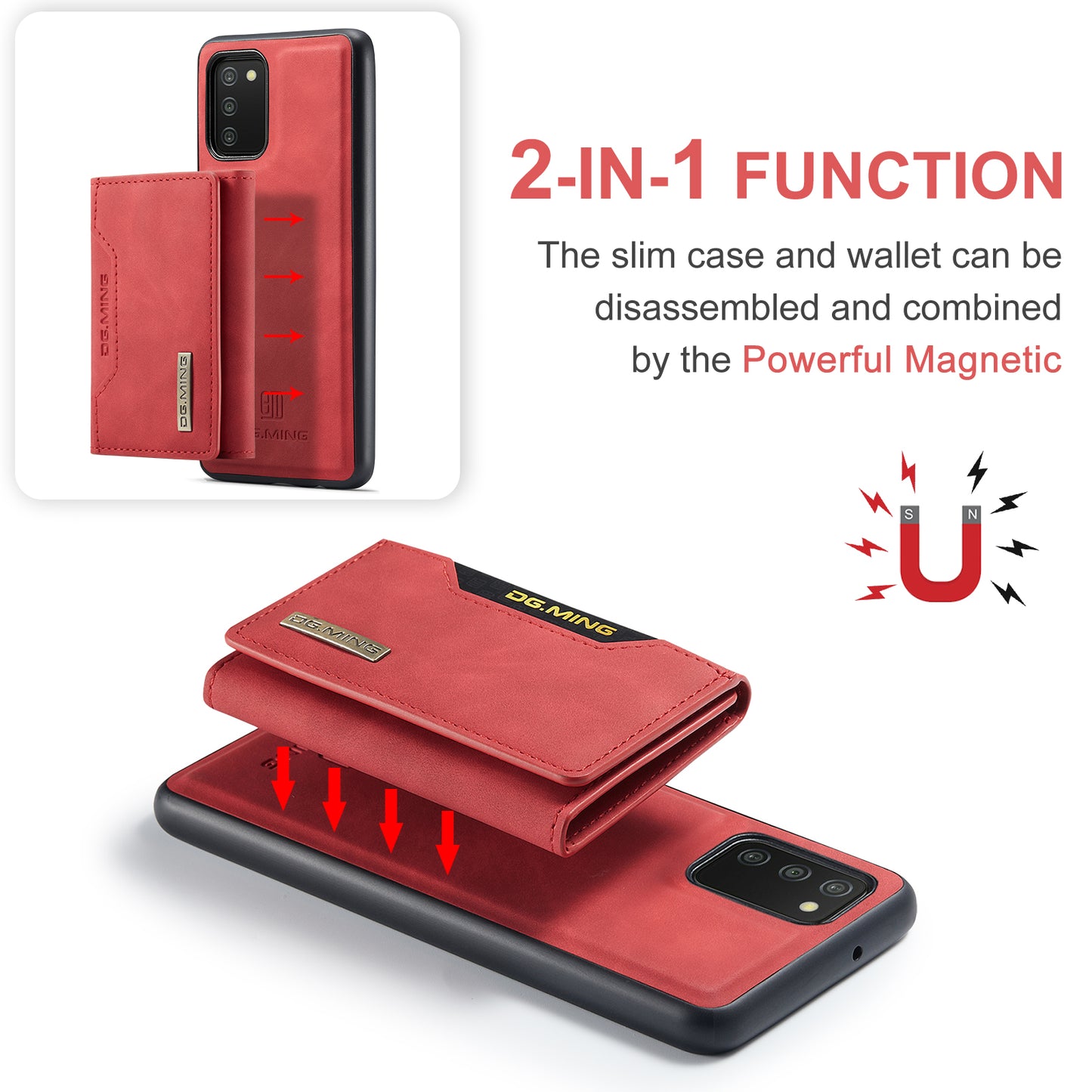 Retro Detachable Fold Card Holder Galaxy A03 Case Magnetic Clip