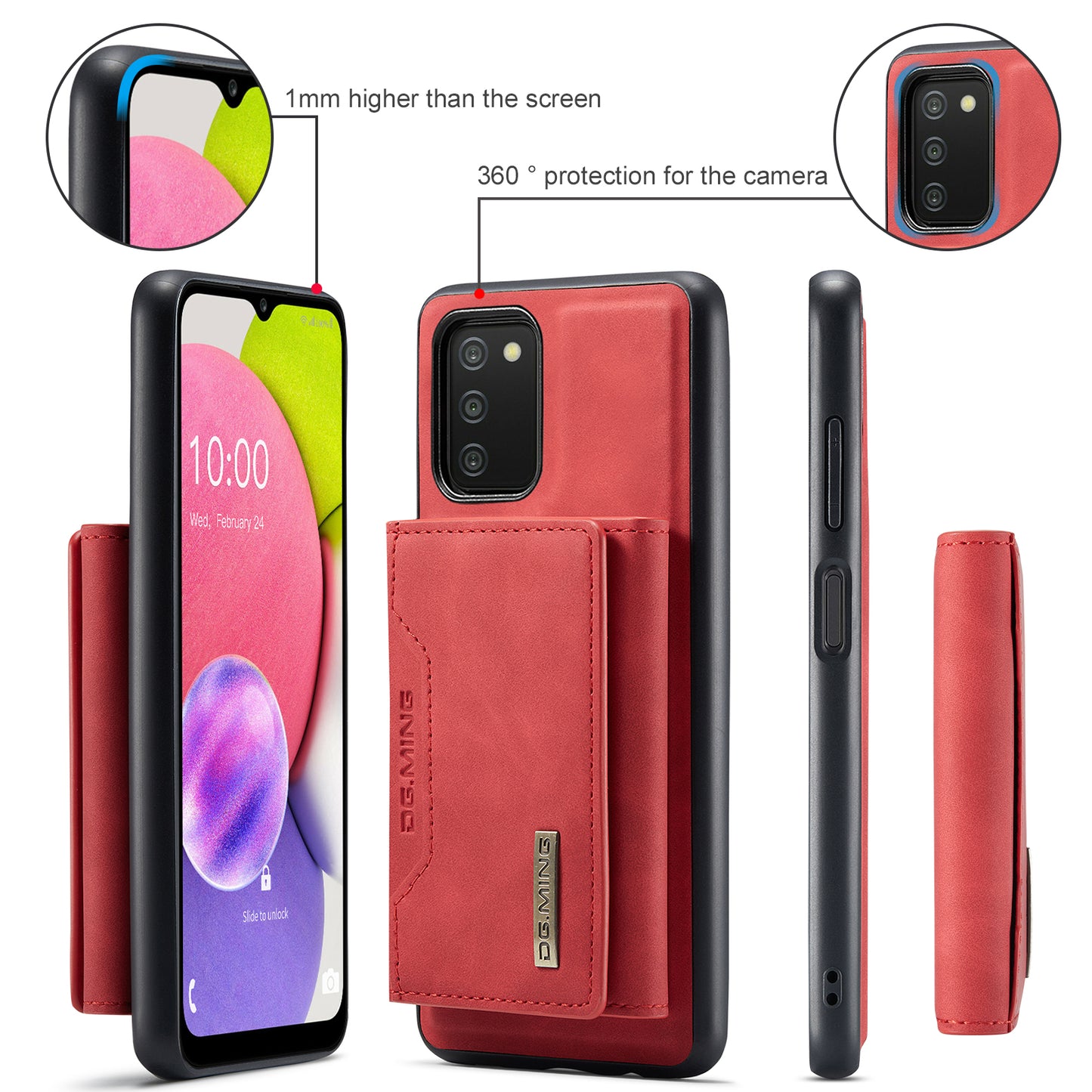 Retro Detachable Fold Card Holder Galaxy A03 Case Magnetic Clip