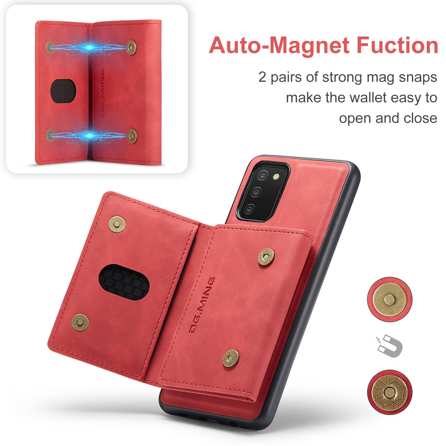 Retro Detachable Fold Card Holder Galaxy A03s Case Magnetic Clip