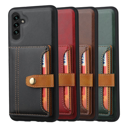 Buckle Retro Leather Galaxy A05s Case Stand Multi-card Slots