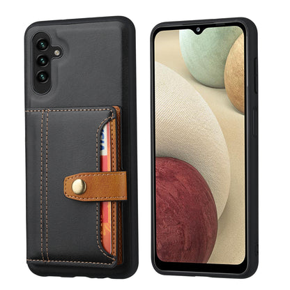 Buckle Retro Leather Galaxy A05s Case Stand Multi-card Slots