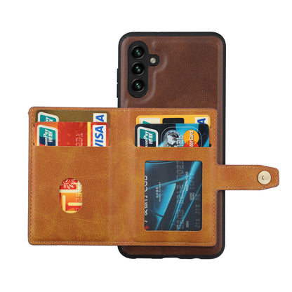 Buckle Retro Leather Galaxy A05s Case Stand Multi-card Slots