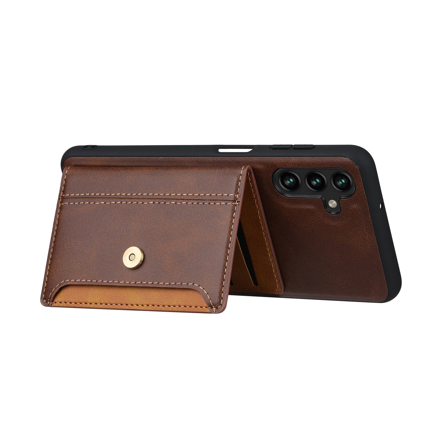 Buckle Retro Leather Galaxy A05s Case Stand Multi-card Slots